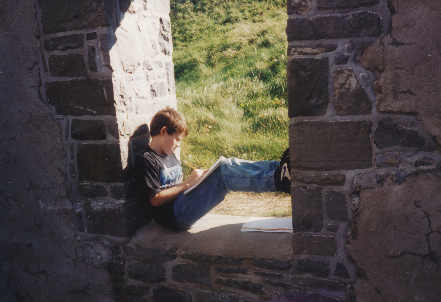 Boy at stone fort